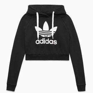 Adidas Black Cropped Hoodie Womens Small